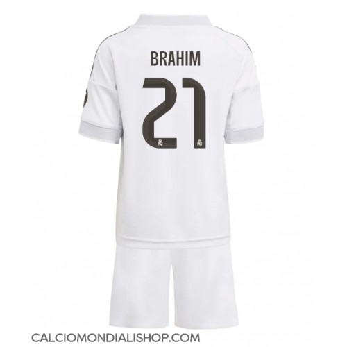 Maglie da calcio Real Madrid Brahim Diaz #21 Prima Maglia Bambino 2025-26 Manica Corta (+ Pantaloni corti)